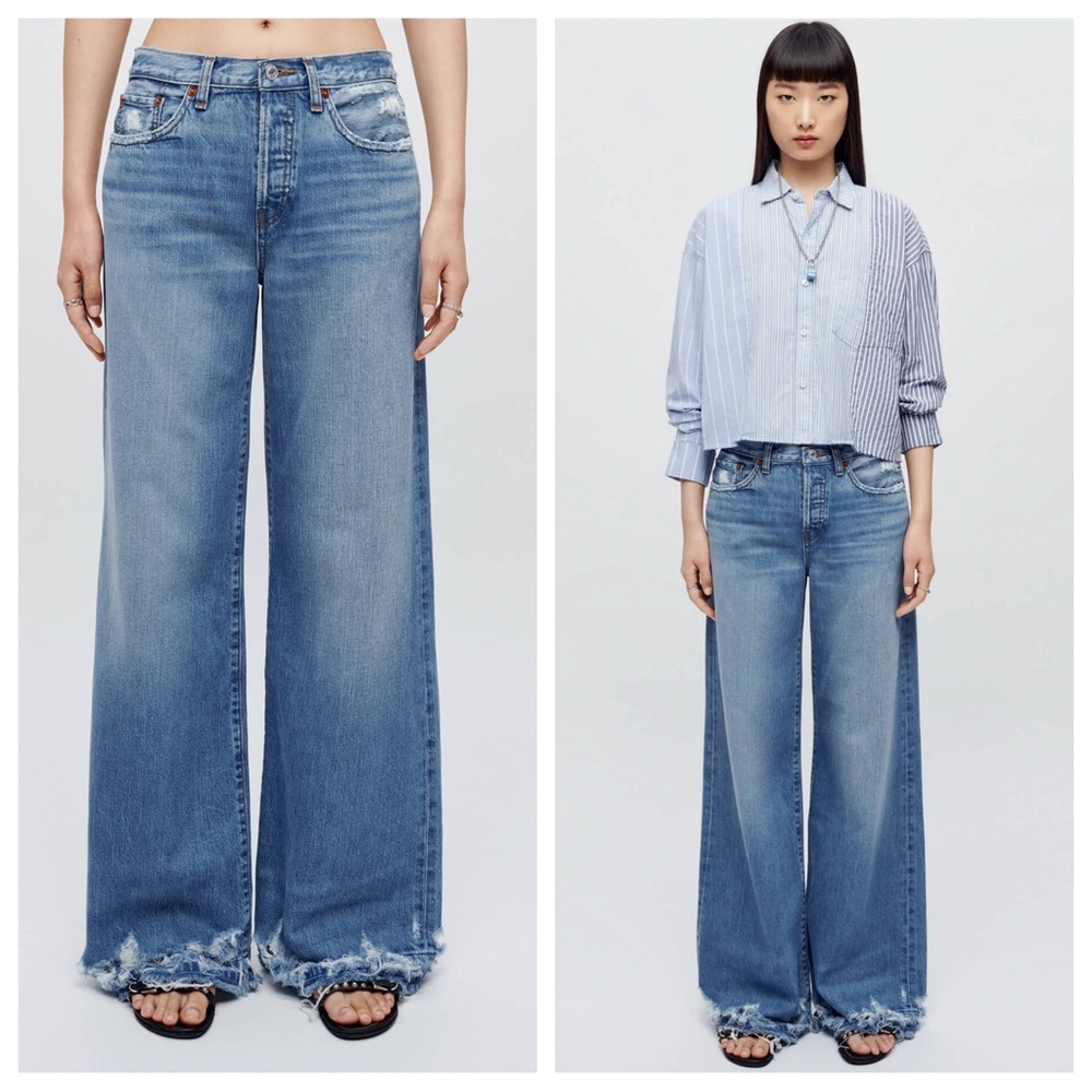 RE/DONE 70s Bootcut Mid Rise Pallazzo Jeans in Minerva Destroy
